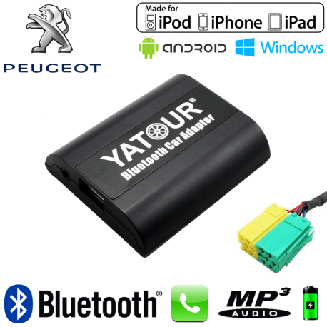 Interface Kit mains libres Bluetooth, streaming audio et recharge USB PEUGEOT 107