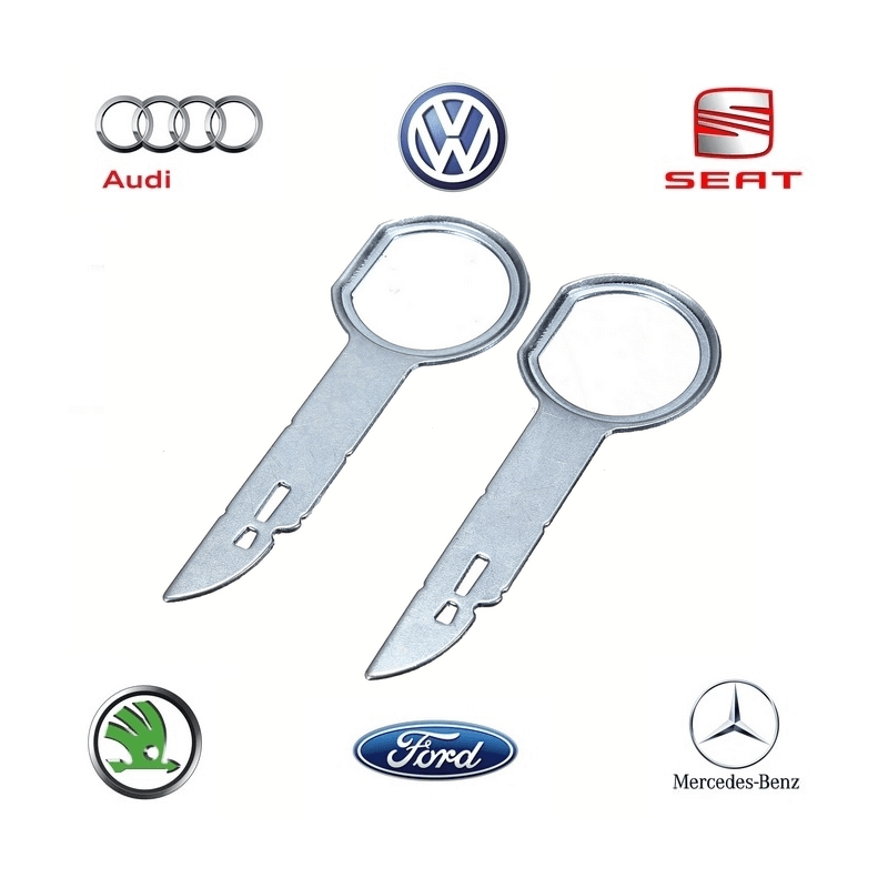 2 clés d'extraction démontage pour autoradio VW AUDI SEAT FORD TOP SKODA 