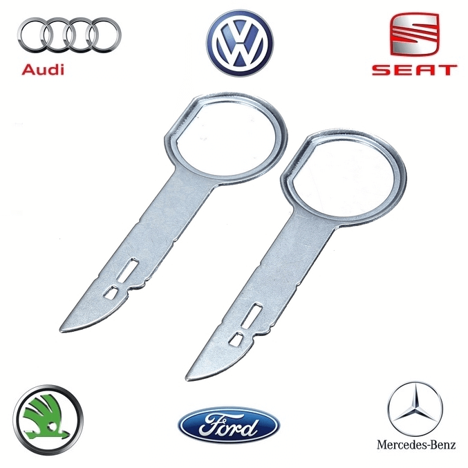 2 x outils Clé Extraction Retrait Autoradio Stéréo pour VW Audi Ford Volkswagen
