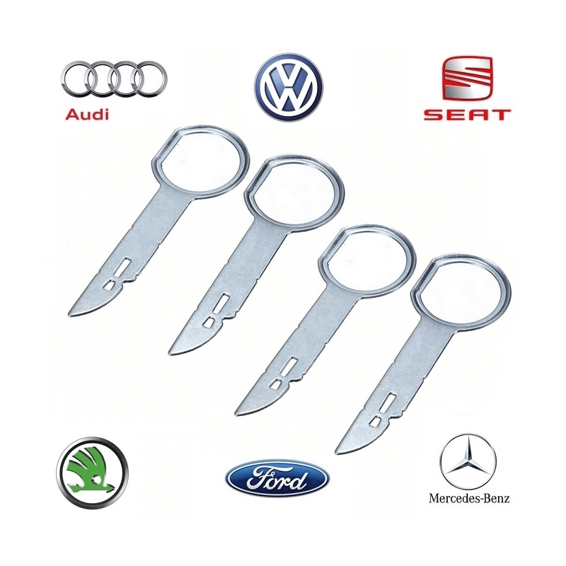 Clés de démontage pour autoradios Volkswagen, Audi, Ford, Seat, Skoda,  Mercedes