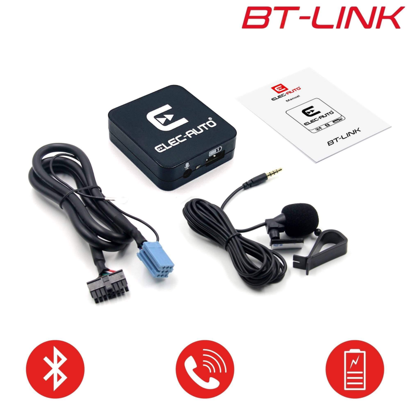 Interface Bluetooth et Auxiliaire pour voiture AUDI connecteur mini ISO Kit  Mains Libres Streaming Audio avec Micro