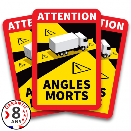Autocollants Angles morts poids lourd officiel - Qualité prémium - GARANTIE 8 ANS - Anti-UV - Anti Rayure