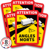 Autocollants Angles morts poids lourd officiel - Qualité prémium - GARANTIE 8 ANS - Anti-UV - Anti Rayure