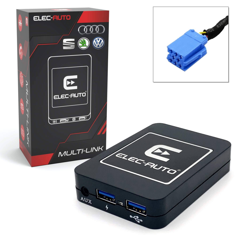 Interface Bluetooth USB MP3 Auxiliaire pour voiture AUDI connecteur mini  ISO Kit Mains Libres Streaming Audio Chargeur