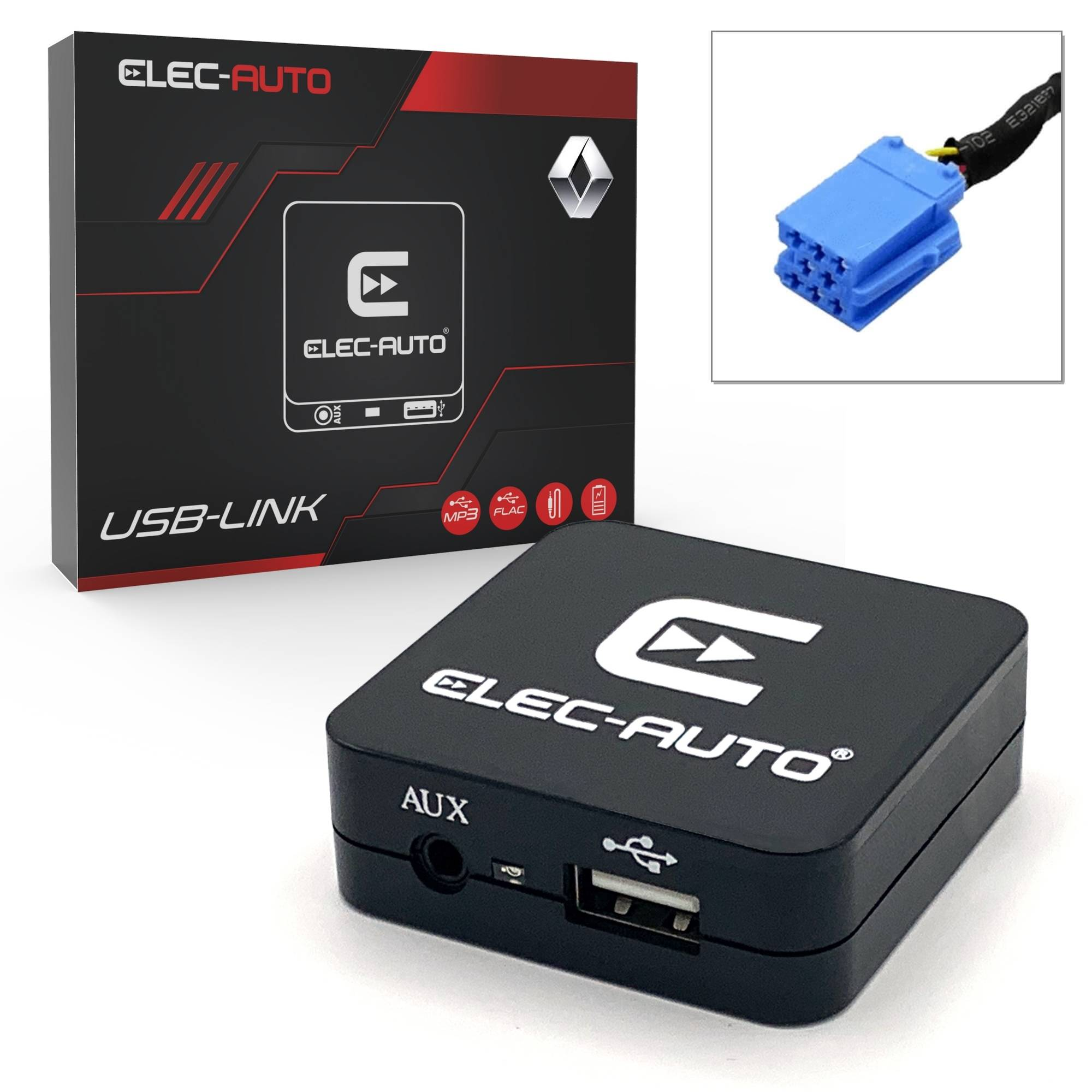 ESden Câble Adaptateur auxiliaire pour autoradio MP3 avec clés Radio Compatible avec Renault 2005-2011 Clio Megane Laguna Modus 