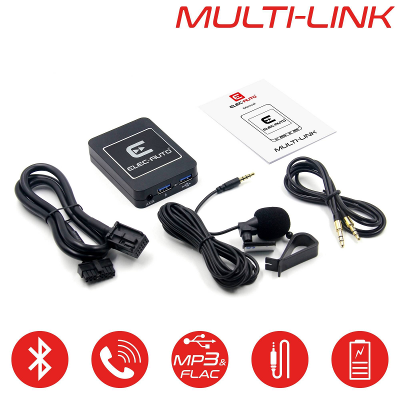 Concentrateur multimédia Bluetooth® avec chargeur USB et interface