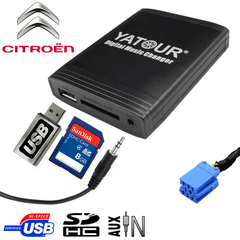 Prise Adaptateur Interface USB MP3 CITROEN C3, C4, C5, C8, Xsara avec